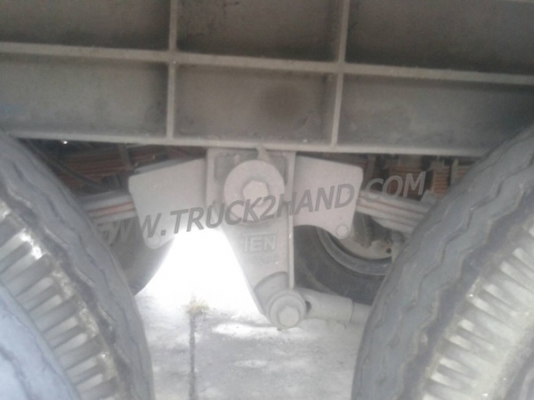 หางพื้นเรียบยาว 12 เมตร ต่ออู่พนัส จดทะเบียนปี 46 เลขคัชซี P36-1296 แบบรุ่น PS2-SC1200A น๊อต 8 ตัว ยาง 10.00-20 / 2 เพลา