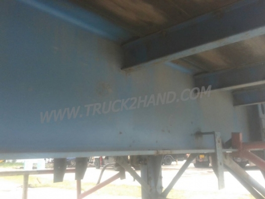 หางพื้นเรียบยาว 12 เมตร ต่ออู่พนัส จดทะเบียนปี 46 เลขคัชซี P36-1296 แบบรุ่น PS2-SC1200A น๊อต 8 ตัว ยาง 10.00-20 / 2 เพลา