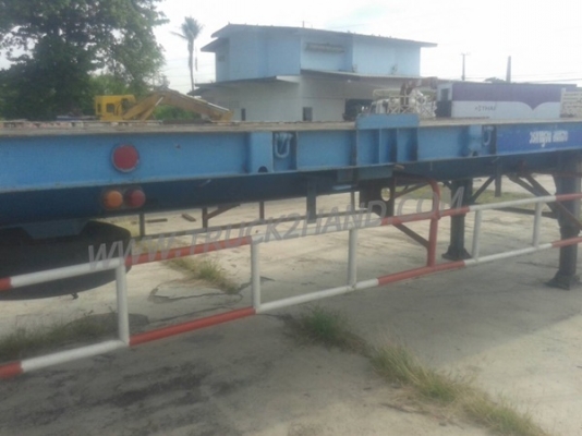 หางพื้นเรียบยาว 12 เมตร ต่ออู่พนัส จดทะเบียนปี 46 เลขคัชซี P36-1296 แบบรุ่น PS2-SC1200A น๊อต 8 ตัว ยาง 10.00-20 / 2 เพลา