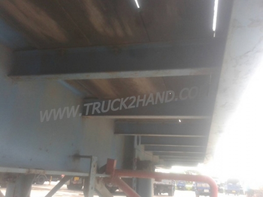 หางพื้นเรียบยาว 12 เมตร ต่ออู่พนัส จดทะเบียนปี 46 เลขคัชซี P36-1296 แบบรุ่น PS2-SC1200A น๊อต 8 ตัว ยาง 10.00-20 / 2 เพลา