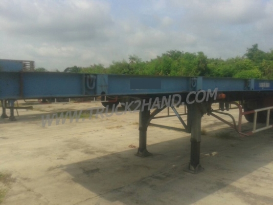 หางพื้นเรียบยาว 12 เมตร ต่ออู่พนัส จดทะเบียนปี 46 เลขคัชซี P36-1296 แบบรุ่น PS2-SC1200A น๊อต 8 ตัว ยาง 10.00-20 / 2 เพลา