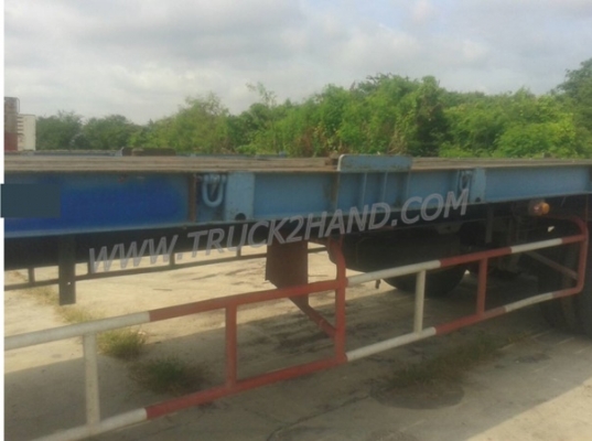 หางพื้นเรียบยาว 12 เมตร ต่ออู่พนัส จดทะเบียนปี 46 เลขคัชซี P36-1296 แบบรุ่น PS2-SC1200A น๊อต 8 ตัว ยาง 10.00-20 / 2 เพลา