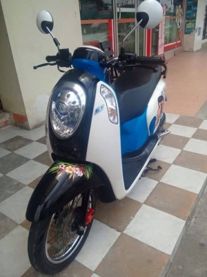 All New Honda Scoopy i ปี 2557 สีน้ำเงิน ขาว ลาย Monkey DO รถสวยวิ๊งนางฟ้า รุ่นใหม่ล่าสุด