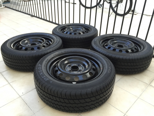 ล้อกะทะพร้อมยาง ขอบ15 185/60R15 ยางดอกดี สภาพดี