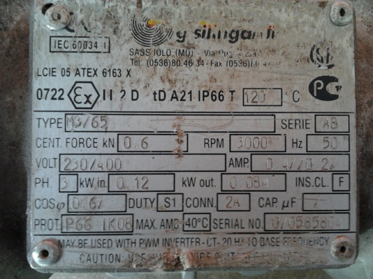 ขายมอเตอร์เขย่า-สั่น ยี่ห้อ Italvibras 0.12 KW
