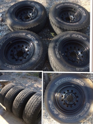 ล้อลายหยดน้ำ ขอบ16 พร้อมยาง YOKO AT 265-70-16 ปี12  ถูกๆ