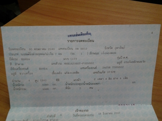 ขายเล่มทะเบียนHONDA