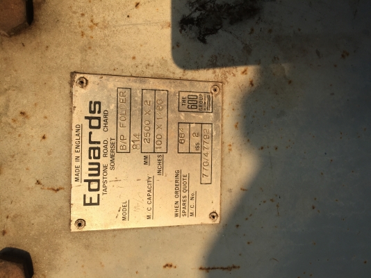 ขายเครื่องพับ Edwards England 2500x2mm