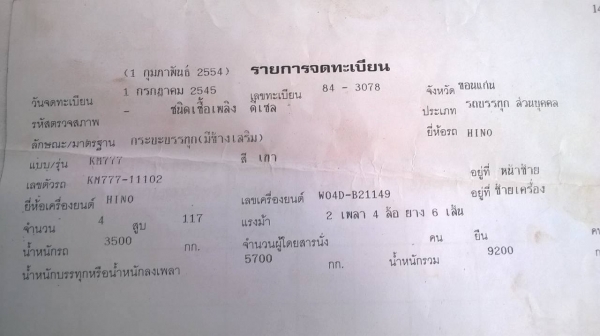 ขาย 6 ล้อ HINO KM777 เครื่อง WO4D 117 แรงม้า คัสซีสวยตลอดเส้น มีสโลว์กลาง ทะเบียนเต็มพร้อมโอน ราคาต่อรองได้