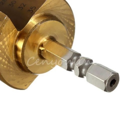 ดอกเจาะคว้านรู Step Drill ชุบไทเทเนียม ดอกใหญ่เบอร์มิล 6-35 มิล แบบ แกนปลดสวมเร็ว หกเหลี่ยม