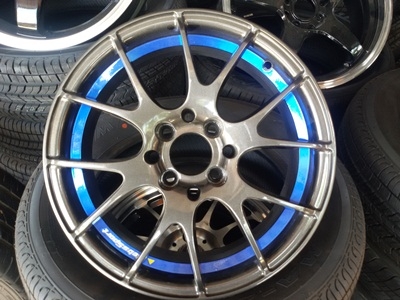 ขายล้อWebsport ขอบ15สีกัลทองน้ำเงิน 6.5/4รู100*114  4 ล้อ