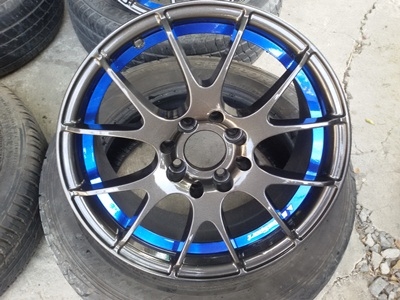 ขายล้อWebsport ขอบ15สีกัลทองน้ำเงิน 6.5/4รู100*114  4 ล้อ