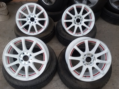 ขายล้อGRT Sport 15 6.5/4รู100สีขาวท้องแดง 4 ล้อ