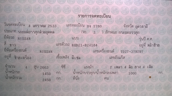 ขายกระบะ NISSAN ตอนเดียว ปี 33 เครื่อง TD27 ฝาดำ คัสซีสวยตลอดเส้น แอร์ พาวเวอร์ เครื่องเสียง ทะเบียนพร้อมโอนครับ ขายกระบะ NISSAN ตอนเดียว ปี 33 เครื่อง TD27 ฝาดำ คัสซีสวยตลอดเส้น แอร์ พาวเวอร์ เครื่องเสียง ทะเบียนพร้อมโอนครับ