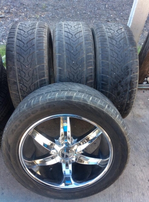 ล้อโครเมี่ยม ขอบ20 พร้อมยาง 265-50-20 ปีสวยมากๆ ถูกสุดๆครับ