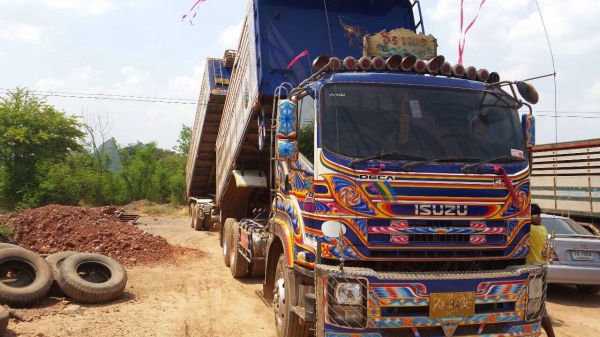 ขายรถพ่วงสิบล้อดัมพ์ ISUZU 360 ปี 53 กระบะดัมพ์สหกิจ ลูก 3 เพลา