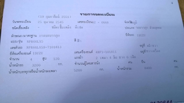 ขาย 6 ล้อ NPR จดปี 45 ยาว 4.30 เมตร คัสซีสวยตลอดเส้น เครื่อง 4HF1 120 แรงม้า ฝาขาว เฟืองท้ายใหญ่ ทะเบียนพร้อมโอนครับ ขาย 6 ล้อ NPR จดปี 45 ยาว 4.30 เมตร คัสซีสวยตลอดเส้น เครื่อง 4HF1 120 แรงม้า ฝาขาว เฟืองท้ายใหญ่ ทะเบียนพร้อมโอนครับ