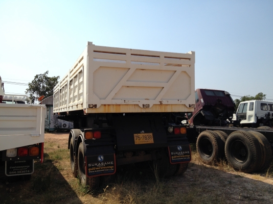 หางเซมิดั้มพ์ 3 เพลา ยาว 9.10 เมตร กว้าง 2.50 เมตร สูง 1.50 เมตร แบบ 3 เพลา เพลายี่ห้อ MAX ยางใหม่ 13 เส้น พร้อมยางอไหล่ ขนาด 1000 ขอบ 20 นิ้ว กระบอกดั้มพ์ 20 ตัน ขึ้นใหม่ทั้งคัน