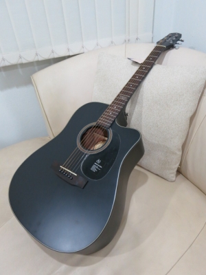 3,400.-กีต้าร์โปร่งเว้าไฟฟ้า Mantic 41 นิ้ว รุ่น AG-1CE BK สีดำด้าน EQ อย่างดี ของใหม่