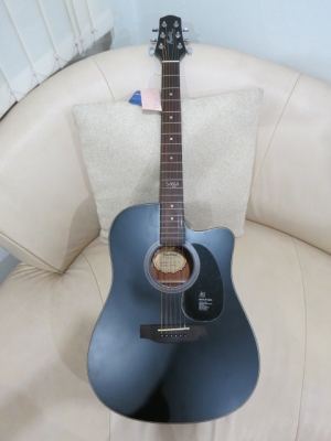 3,400.-กีต้าร์โปร่งเว้าไฟฟ้า Mantic 41 นิ้ว รุ่น AG-1CE BK สีดำด้าน EQ อย่างดี ของใหม่