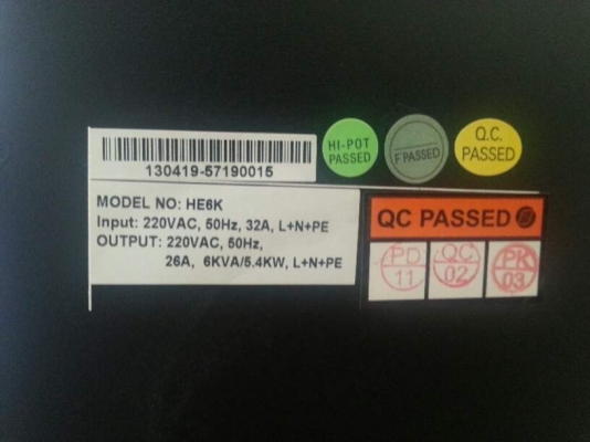 ขาย UPS เครื่องสำรองไฟเครื่องจักร SYNDOME HE6K 6000VA/5400W ของใหม่ยังไม่ใช้ เหลือประกัน 2 ปีเต็ม โทรเช็คบริษัทได้ตาม Serial
