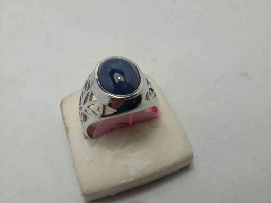 แหวรเงิน 925 พลอยไพลินหลังเบี้ยแท้