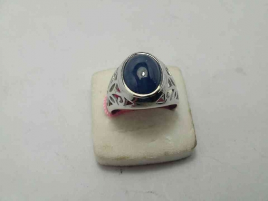 แหวรเงิน 925 พลอยไพลินหลังเบี้ยแท้