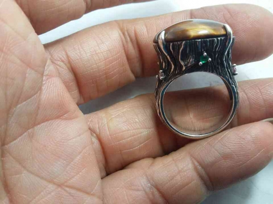 แหวนเงิน 925 พลอยตาเสือเก่า