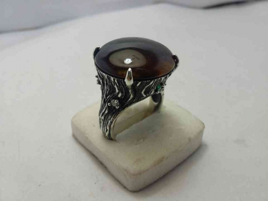 แหวนเงิน 925 พลอยตาเสือเก่า