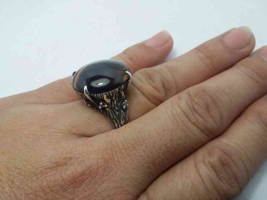 แหวนเงิน 925 พลอยตาเสือเก่า