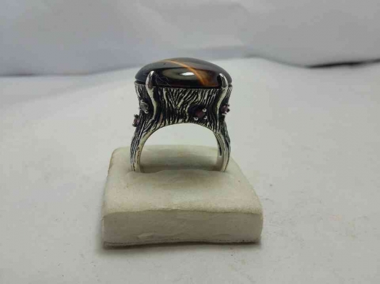 แหวนเงิน 925 พลอยตาเสือเก่า