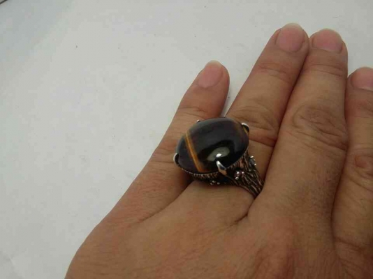 แหวนเงิน 925 พลอยตาเสือเก่า