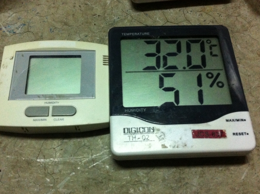 เครื่องวัดอุณหภูมิและความชื่น DIGICON ตัวใหญ๋บอกอุณหภูมิเป็นองศา Cและ F ความชื่นบอกเป็น \% แบบยึดติดผนังหรือตั้งบนโต็ะ