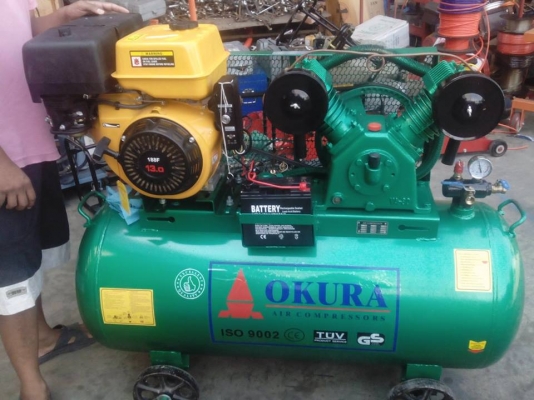 ขายปั๊มลม 250 ลิตร 3 HP พร้อมเครื่องยนต์13 HPเบลซิล สตาร์ทกุญเเจใหม่ทั้งชุด (ของมาเเล้วครับ)