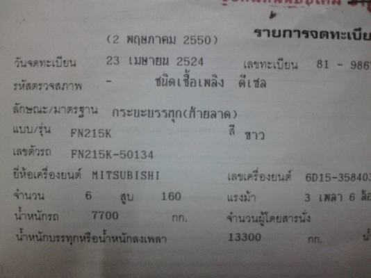 ฟูโซ่ เพลาเดียว  ลาก 200  (ขอบคูณเสี่ยจาก อ.บัวใหญ่ โคราช ครับ )ขายถูกๆๆ  ราคา   550,000  บาท  ต่อรองได้ครับ กับเจ้าของเลยครับ