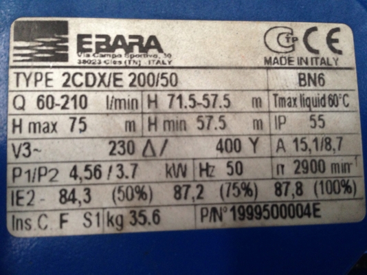 ขายปั้มน้ำหอยโข่งหัวสแตนเลส Ebara 5HP. 2800rpm. 380V ใบพัด 2 ชั้น สภาพสวยมาก วิ่งนิ่มเดิมๆ พร้อมใช้งาน ขายปั้มน้ำหอยโข่งหัวสแตนเลส Ebara 5HP. 2800rpm. 380V ใบพัด 2 ชั้น สภาพสวยมาก วิ่งนิ่มเดิมๆ พร้อมใช้งาน