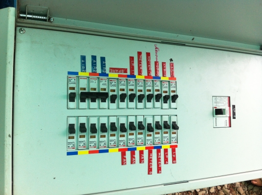 ตู้โหลดไฟฟ้า bticino ขนาด สูง 64 ซม. กว้าง 33 มีเมนเบรคเกอร์ควบคุมขนาด 100 A.