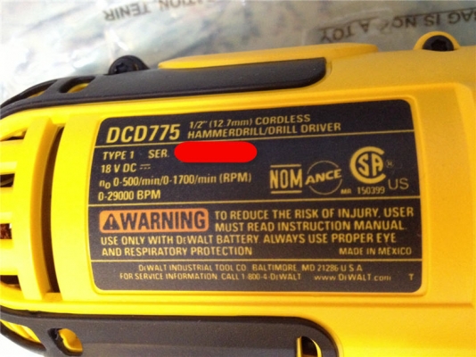 สว่านกระแทกไร้สาย DeWALT Hammer Drill DCD775 18V Made in Maxico