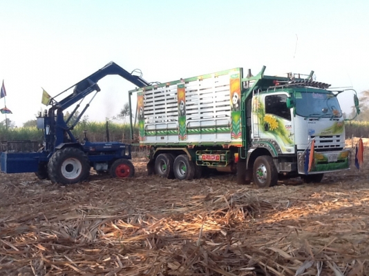 ขายรถคีบอ้อย ยี้ห้อกลกิจ คันล้อหน้าสีแดง งาคีบสีเหลือง