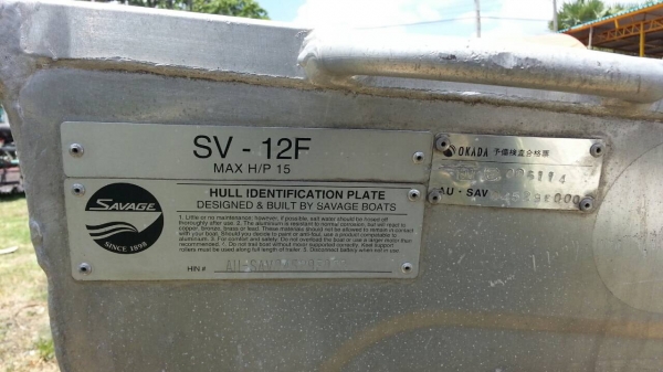 WWW.ByRin29.COM เรืออลูมิเนียมเปล่าท้องวี SAVAGE100 ปี99 ยาว3.4 เมตร กว้าง 1.4 เมตร สภาพเดิมๆจากญี่ปุ่น นำเข้าจากประเทศญี่ปุ่น