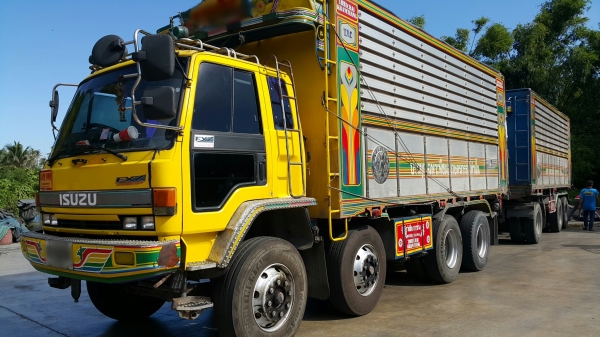 ขายรถพ่วง 24 ล้อ แม่-ลูก กระบะเนียมคอกเกษตรดั้ม ISUZU 240 วางเครื่อง.P11C-320 เกียร์ฟูเลอร์ รถใช้งาน ราคา 1200000 สนใจรีบจองด่วน