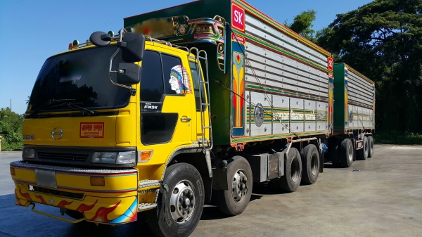 ขายรถพ่วง 24 ล้อ แม่-ลูก กระบะเนียมคอกเกษตรดั้ม HINO FM3M วางเคื่อง.P11C-320 แรง เกียร์ฟูเลอร์ ราคา.1300000 ต่อรองกันได้ สนใจโทรเลย