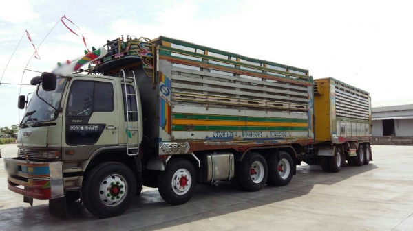 ขายรถพ่วง 24 ล้อ แม่-ลูก กระบะเนียมคอกเกษตรดั้ม HINO FM3M วางเครื่อง.P11C -320 แรง เกียร์เดิม มีสโล รถสวย ราคา.คุยต่อรองกันได้ครับ