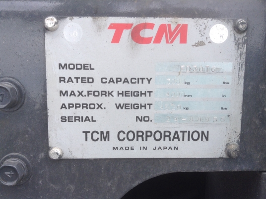 ขายรถยก 3 ตัน  ดีเซล T.C.M FD30T6 เก่านอก T.0894071471