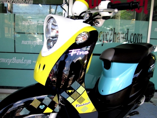 Fino ลายแฟร์ชั่น สีเหลืองดำฟ้า รถเดือน ม ค. ปี 58  ไมล์ 3 พันโล สภาพสวย ฟรีโอน ((รูปแทน)) แถม 4 รายการ 26900