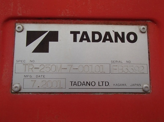 Rough Terrain Crane Tadano TR250M-7 Rough Terrain Crane Tadano TR250M-7