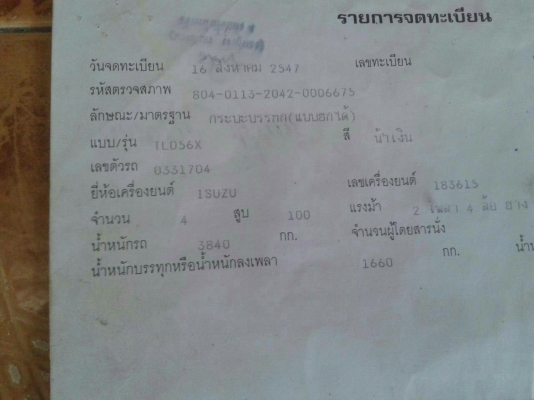 รถอีซุซุ 6 ล้อดั้ม NKR 100 แรงม้า.  ปี 47.  สนใจติดต่อ  081 - 6079515