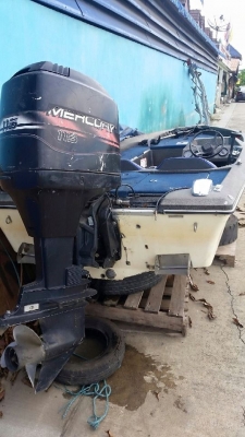 เครื่อง Mercury 115HP มือสองญี่ปุ่น แถมเรือแบสนำเข้าญี่ปุ่นไปด้วย