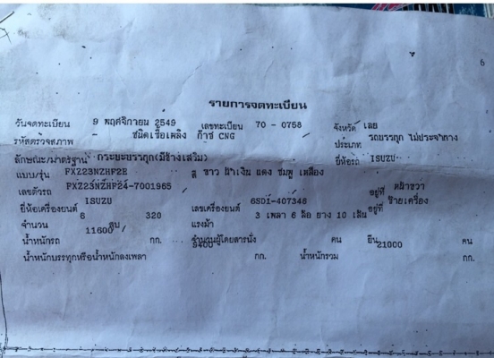 ขายรถ12ล้อ 2เพลา ISUZU DECA FXZ23NZHF2E 6SD1 320 แรง ติด NGV MAXLOAD FXZ เดือน11ปี49 กระบะอู่สหะกิจ