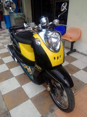 Yamaha Fino ปี 2556 สีดำเหลือง ลาย PS เป็นลายสุดท้าย รถอย่างสวย สภาพดี